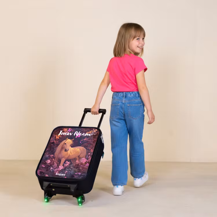 Kinderkoffers met naam - Paard - Bloemen - Paars - Vlinder — 2