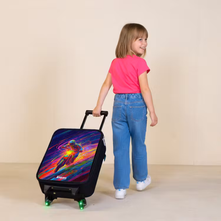 Kinderkoffers met naam - Crossmotor - Neonkleuren - Lijnen - Helm — 2