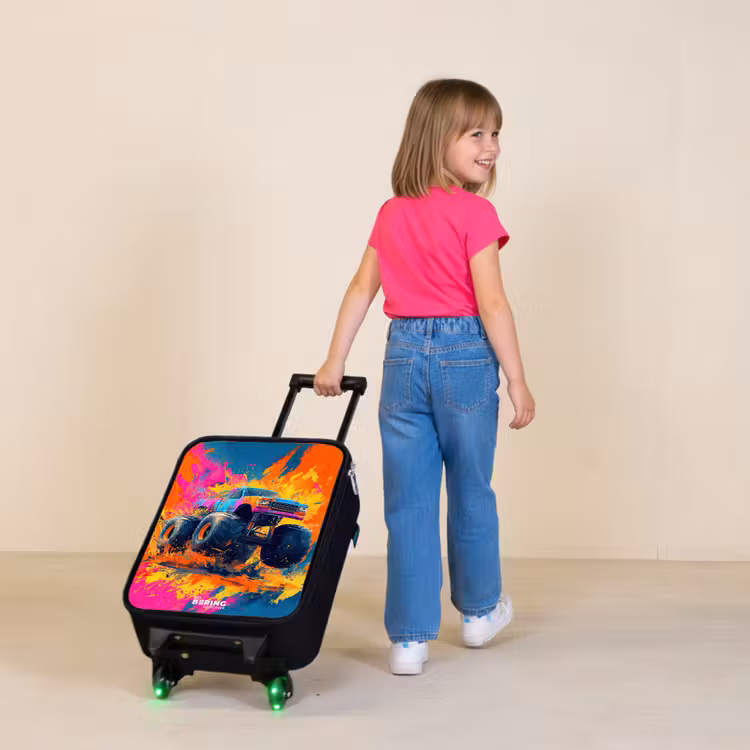 Kinderkoffers met naam - Monstertruck - Verfspatten - Kleurrijk - Explosie — 2