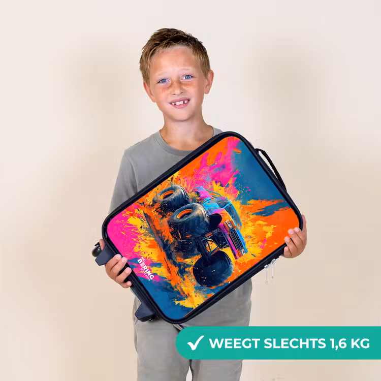 Kinderkoffers met naam - Monstertruck - Verfspatten - Kleurrijk - Explosie — 3