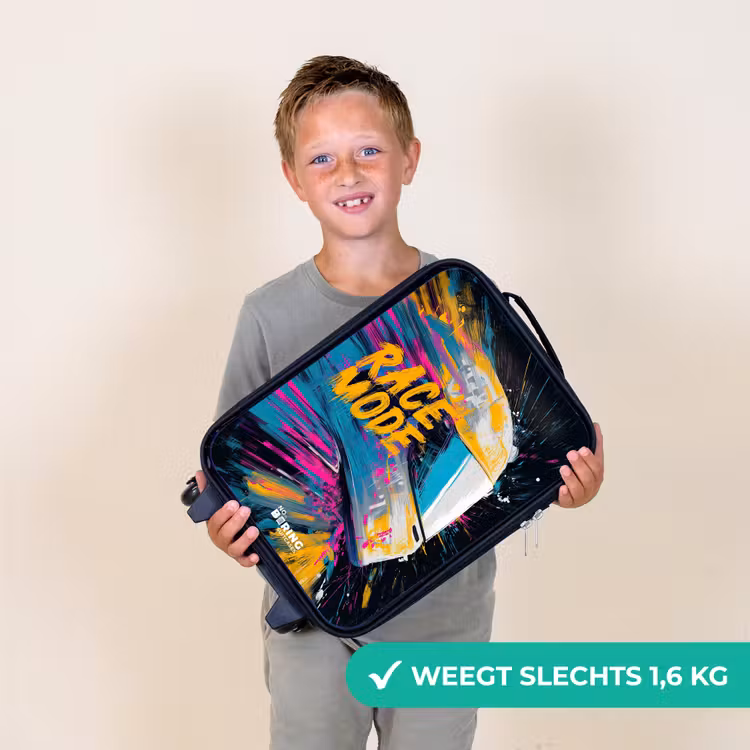 Kinderkoffers met naam - Racehelm - Verfspatten - Penseelstreken - Race mode — 3
