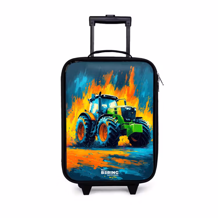 Kinderkoffers met naam - Tractor - Groen - Abstract - Penseelstreken — 1