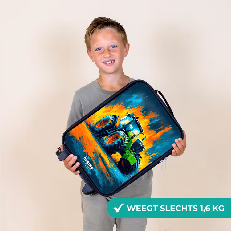 Kinderkoffers met naam - Tractor - Groen - Abstract - Penseelstreken — 3