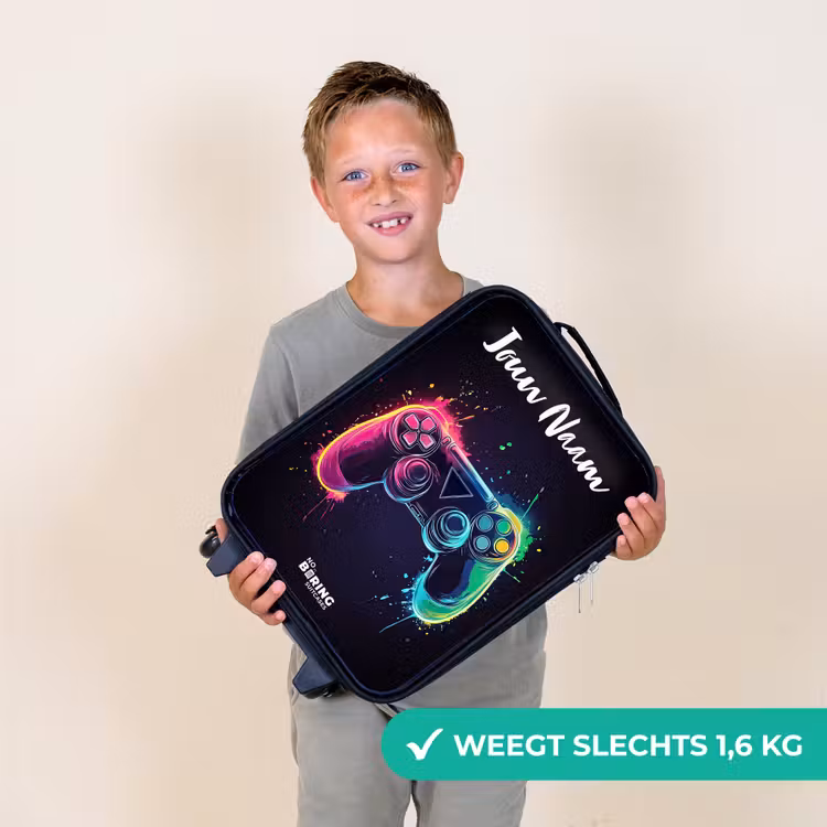 Kinderkoffers met naam - Neon - Controller - Verfspatten - Game — 3