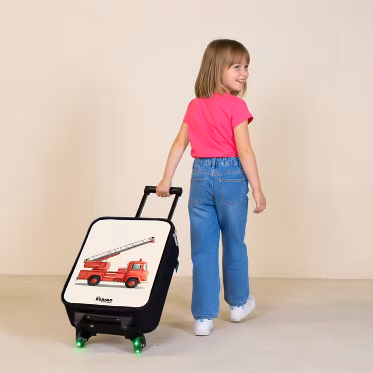 Kinderkoffers met naam - Brandweerwagen - Getekend - Rood — 2