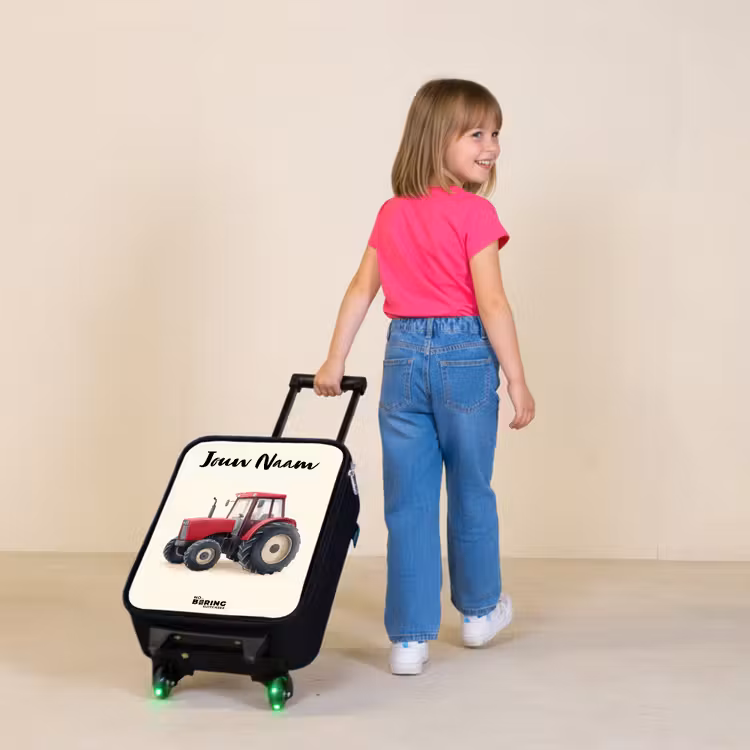 Kinderkoffers met naam - Tractor - Getekend - Rood — 2