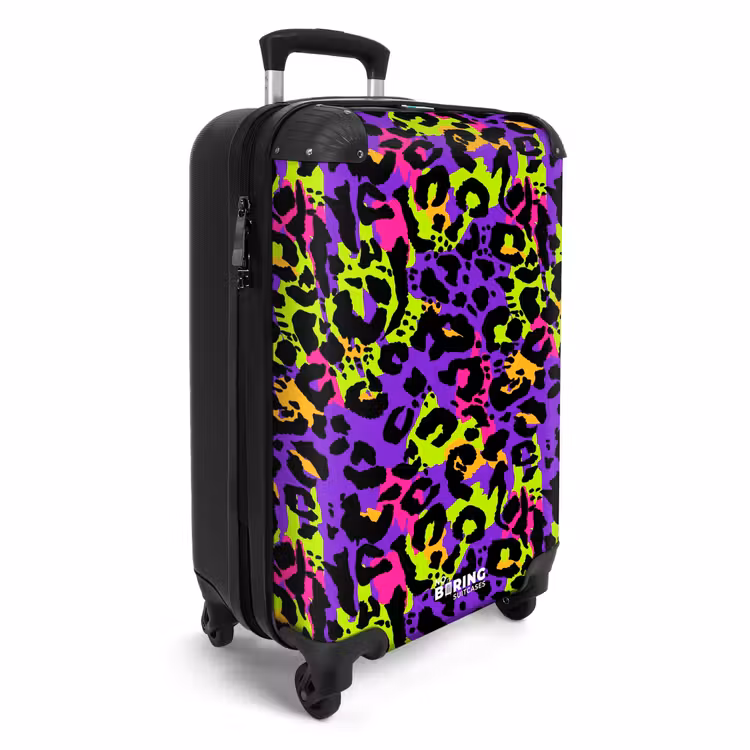 Koffer - Neon panterprint op paars met kleurrijke accenten — 4