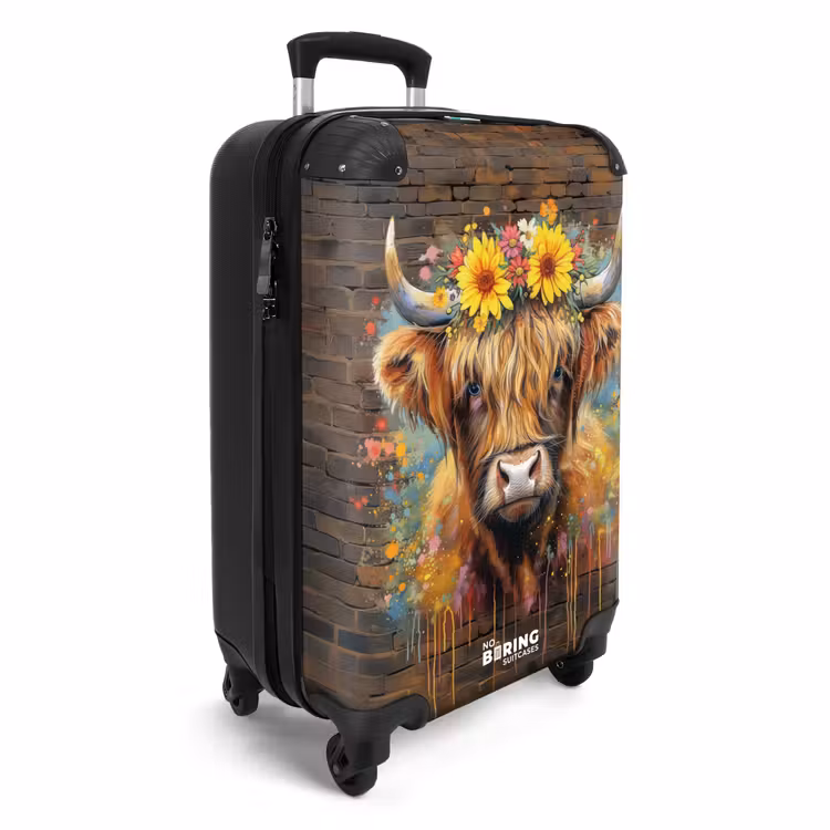 Koffer - Graffiti schotse hooglander met bloemen — 4