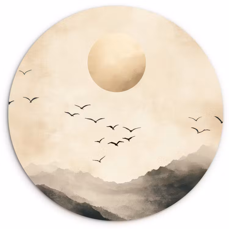 Muurcirkel - Landschap - Japandi - vogel — 1