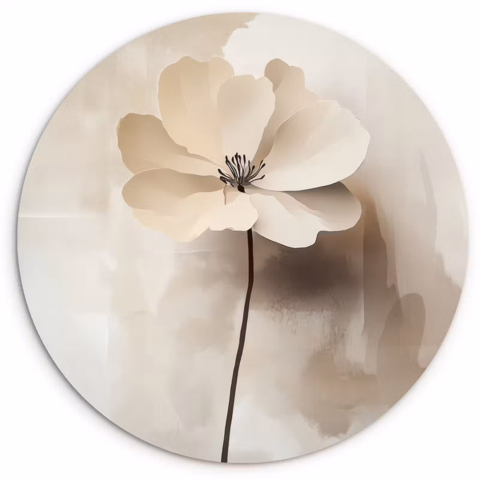 Muurcirkel - Bloem - Beige - Verf - Schaduw — 1