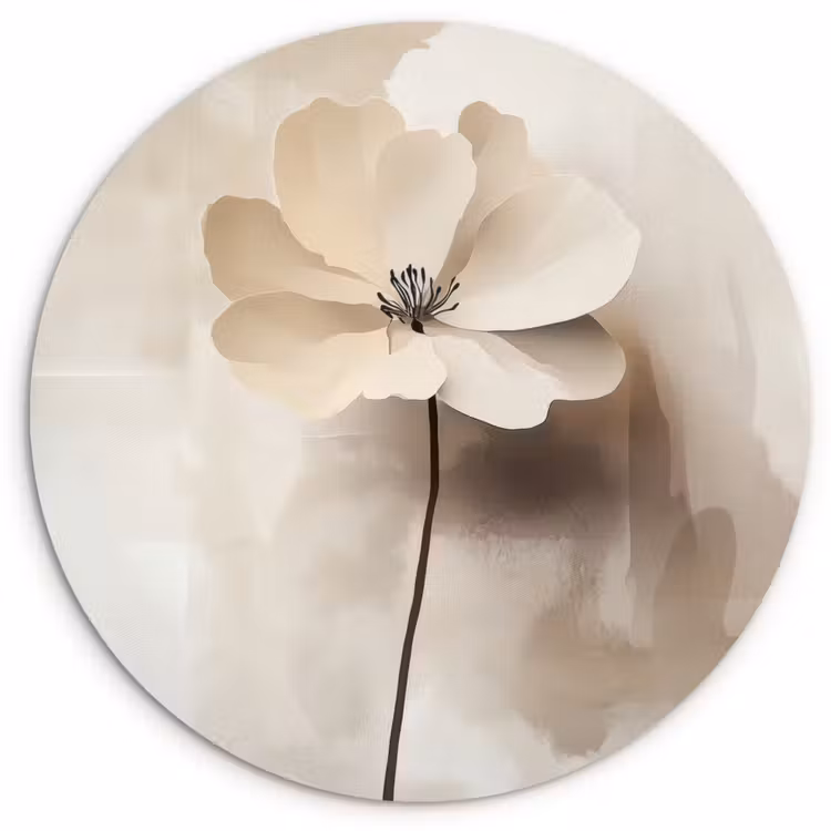 Muurcirkel - Bloem - Beige - Verf - Schaduw — 1