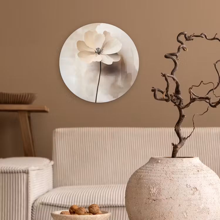Muurcirkel - Bloem - Beige - Verf - Schaduw — 2