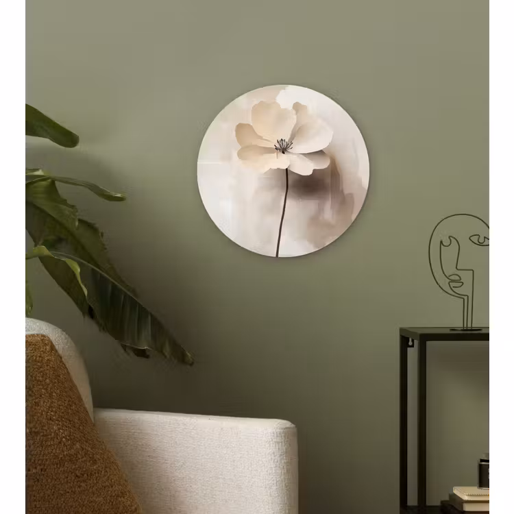 Muurcirkel - Bloem - Beige - Verf - Schaduw — 3
