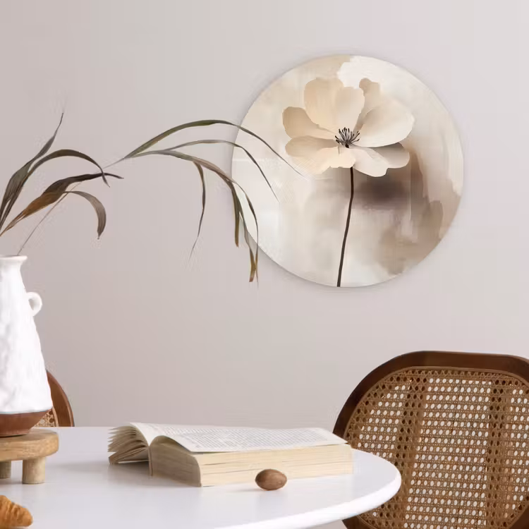 Muurcirkel - Bloem - Beige - Verf - Schaduw — 4