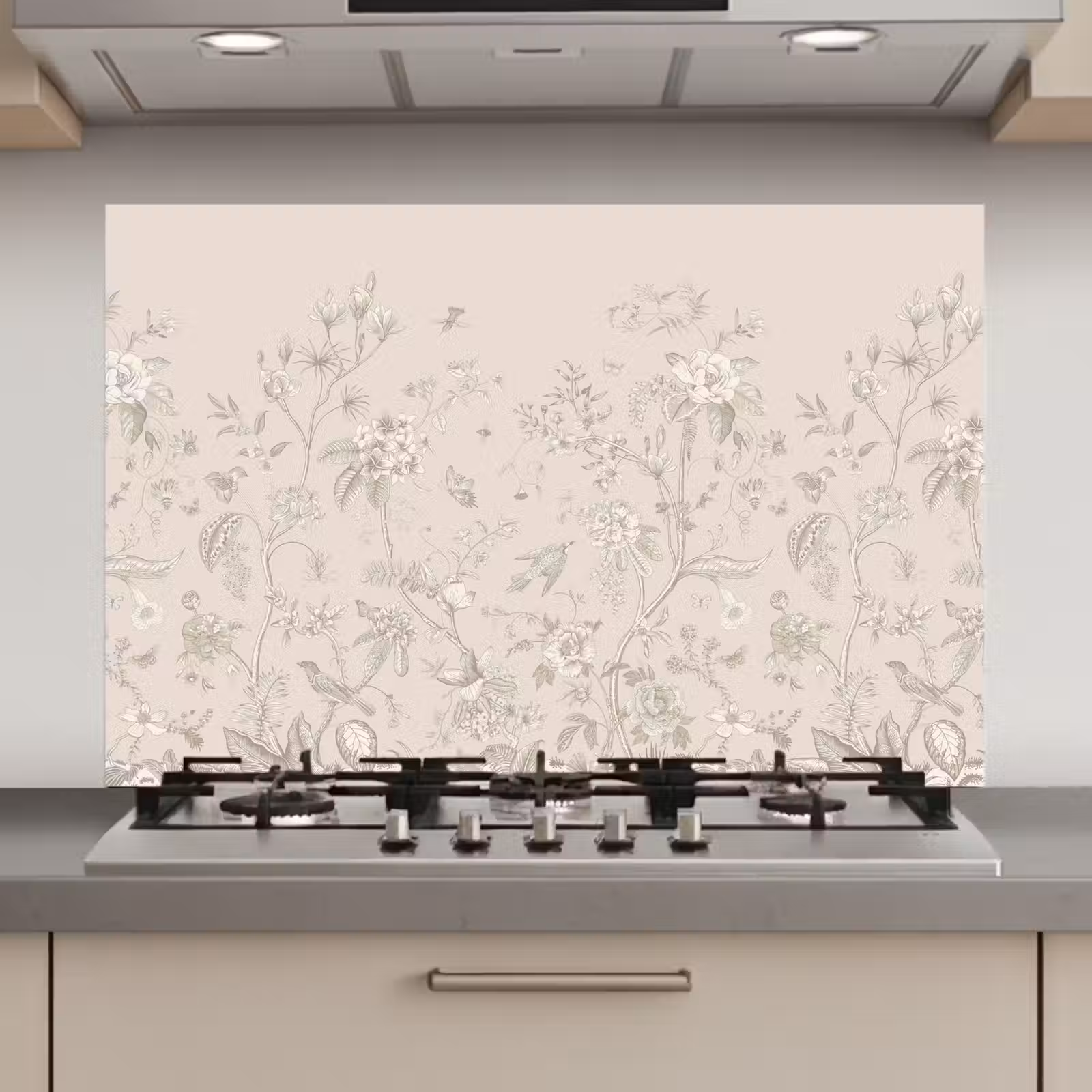 Spatscherm keuken - Bloemen - Beige - Botanisch - Vintage — 1