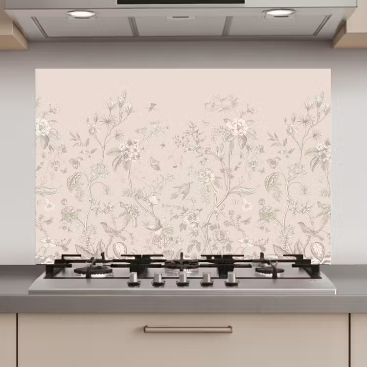 Spatscherm keuken - Bloemen - Beige - Botanisch - Vintage — 1