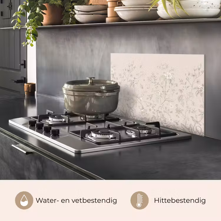 Spatscherm keuken - Bloemen - Beige - Botanisch - Vintage — 7