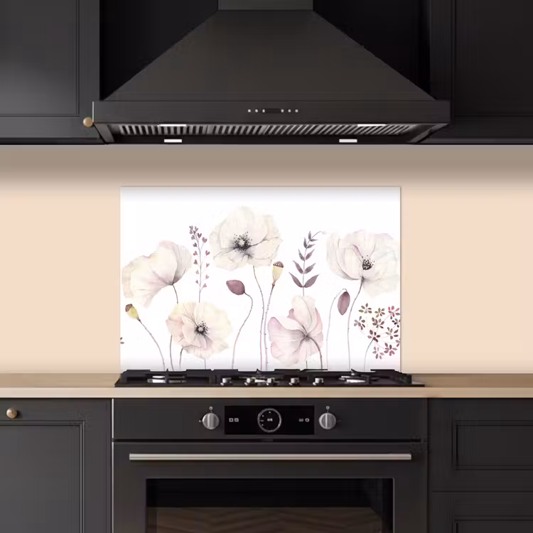 Spatscherm keuken - Bloemen - Pastel -  Planten - Wit — 2