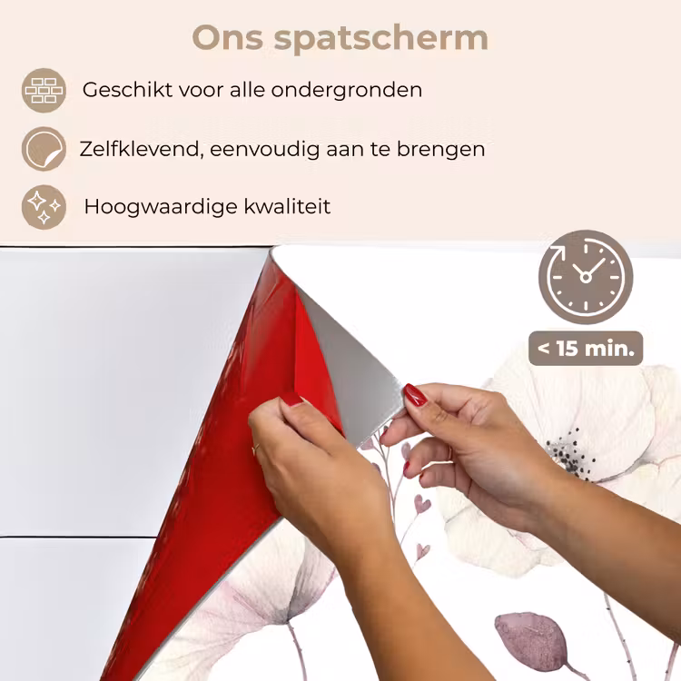 Spatscherm keuken - Bloemen - Pastel -  Planten - Wit — 4