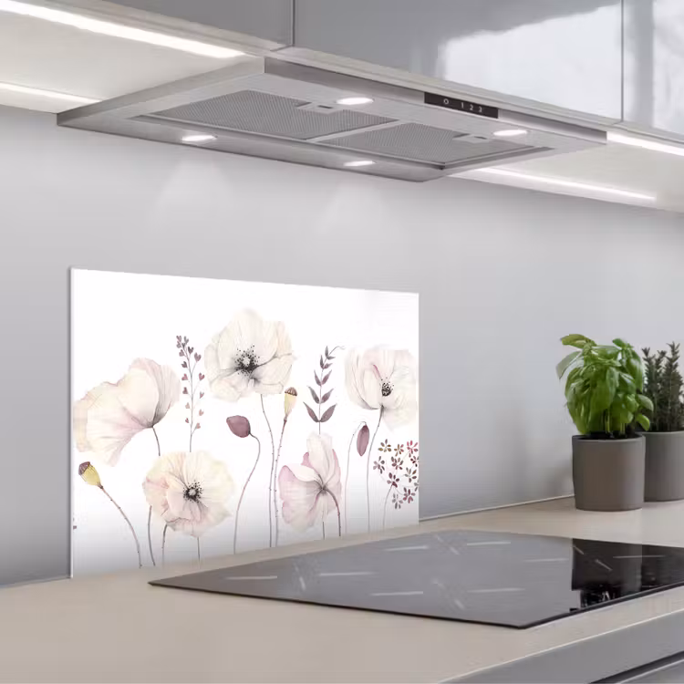 Spatscherm keuken - Bloemen - Pastel -  Planten - Wit — 5