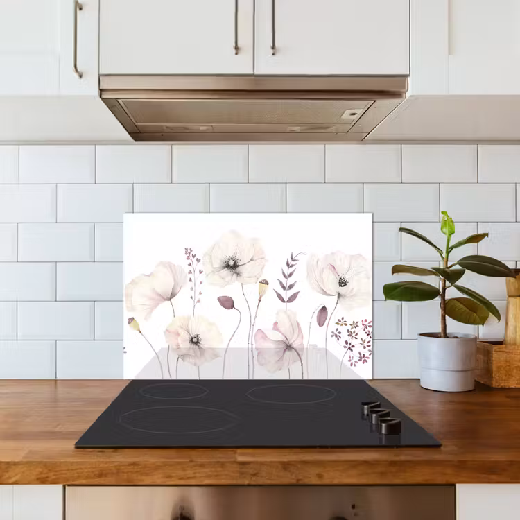 Spatscherm keuken - Bloemen - Pastel -  Planten - Wit — 6