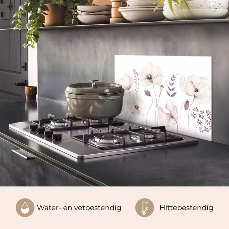 Spatscherm keuken - Bloemen - Pastel -  Planten - Wit — 7