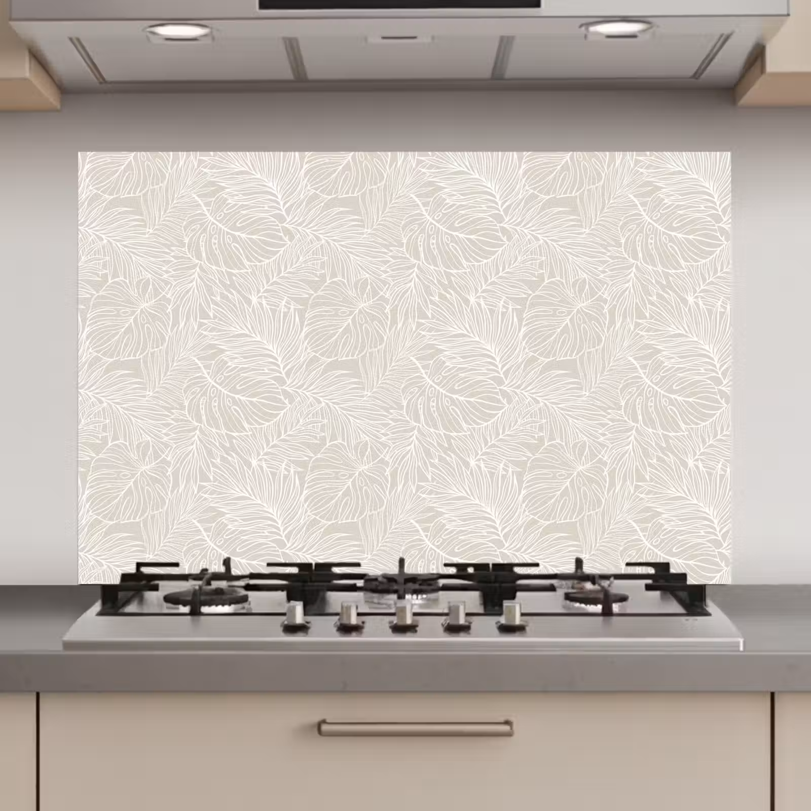 Spatscherm keuken - Bladeren - Beige - Monstera - Palm — 1