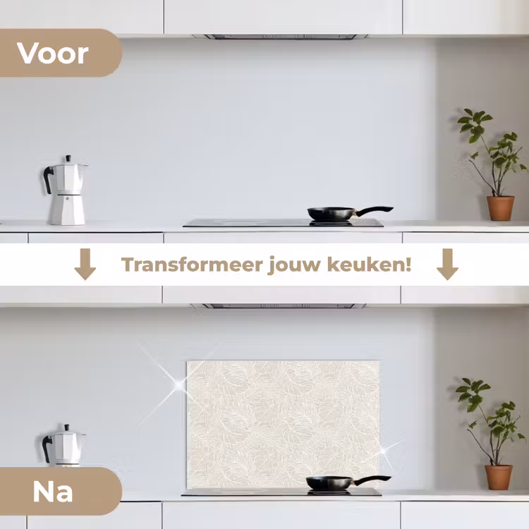 Spatscherm keuken - Bladeren - Beige - Monstera - Palm — 3