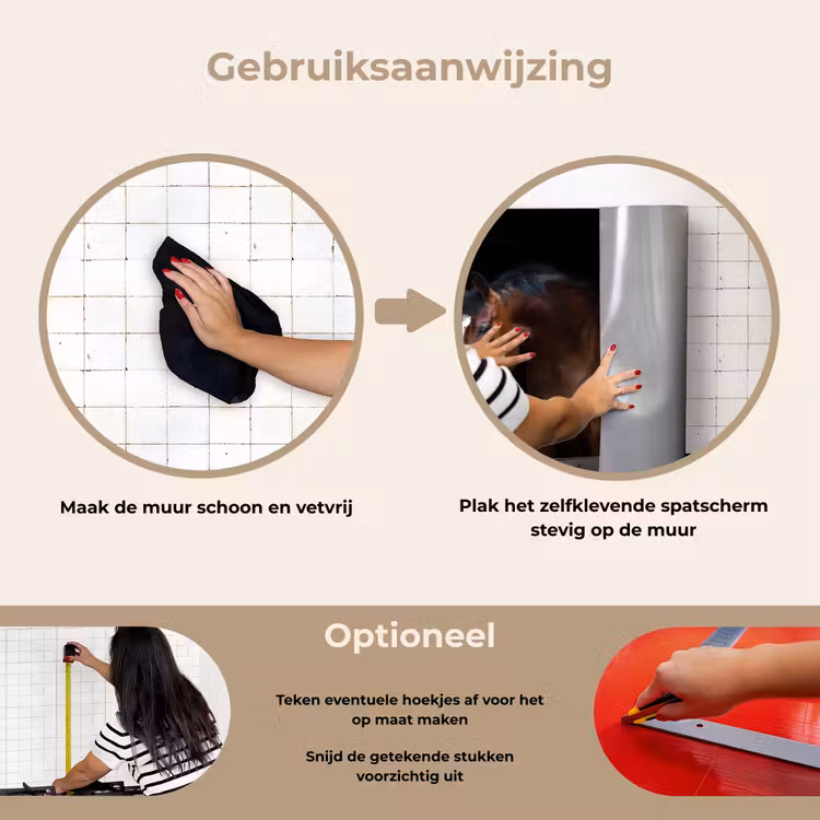 Spatscherm keuken - Paard - Dieren - Zwart — 7