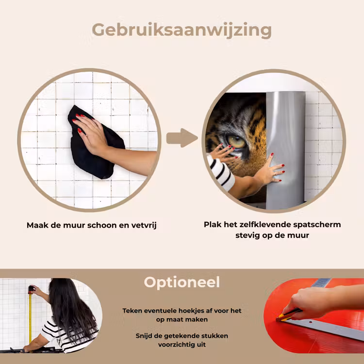 Spatscherm keuken - Tijger - Zwart - Dier — 7