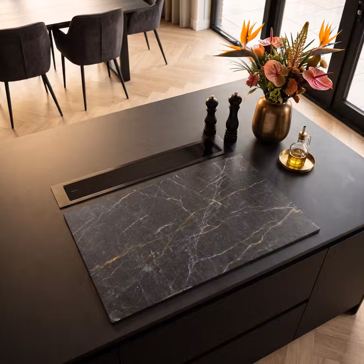 Inductie beschermer - Marmer - Zwart - Goud - Grijs - Marmerstructuur — 3
