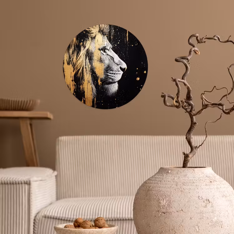 Behangcirkel - Portret - Leeuw - Abstract - Goud — 2