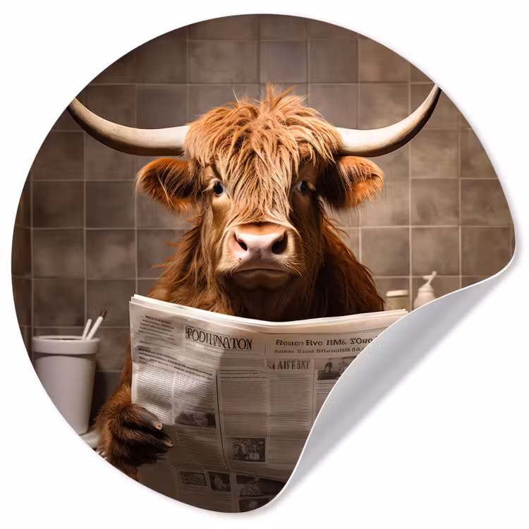 Behangcirkel - Schotse hooglander - Krant - Toilet — 1