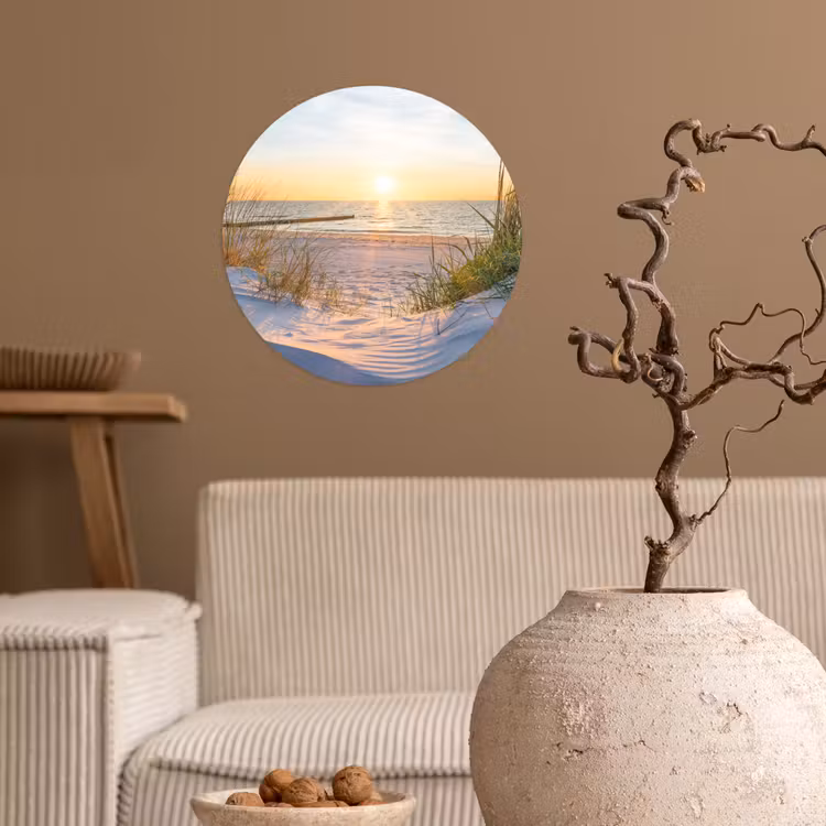 Behangcirkel - Strand - Zon - Duin - Gras - Zand - Horizon — 2