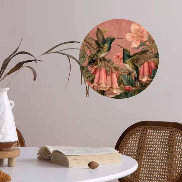 Behangcirkel - Kolibries - Bloemen - Groen - Roze — 4