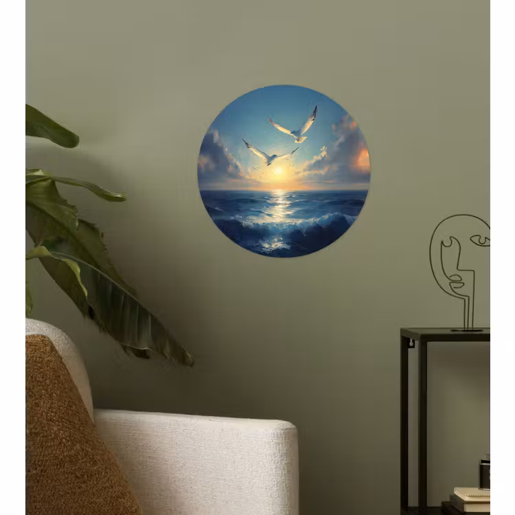 Behangcirkel - Meeuwen - Zee - Wolken -Blauw — 3
