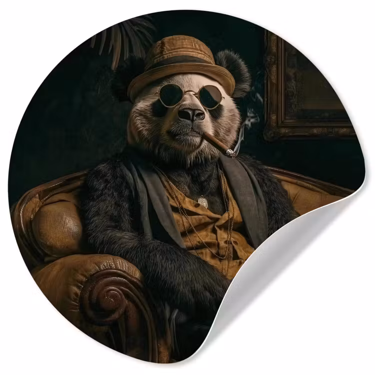 Behangcirkel - Panda - Hoed - Bril - Pak — 1