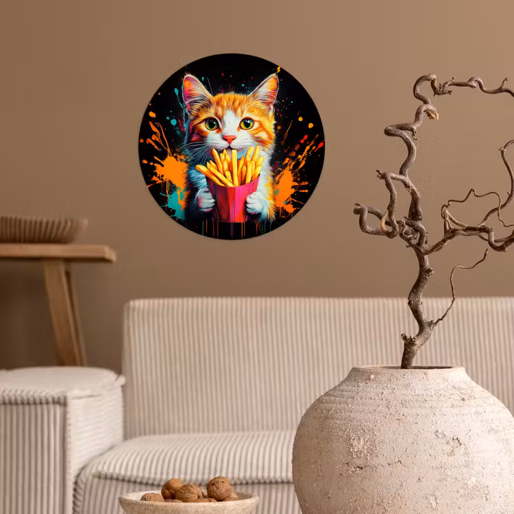 Behangcirkel - Kat - Eten - Patat - Graffiti - Abstract — 2