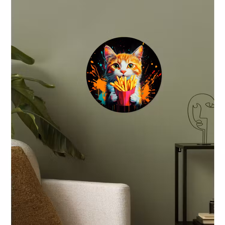 Behangcirkel - Kat - Eten - Patat - Graffiti - Abstract — 3