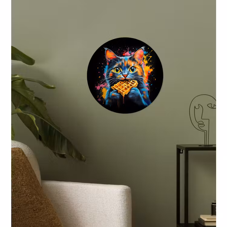 Behangcirkel - Kat - Graffiti - Kleurrijk - Wafel - Eten — 3