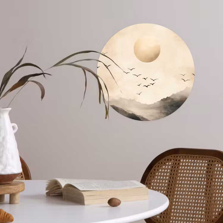 Behangcirkel - Landschap - Japandi - vogel — 4