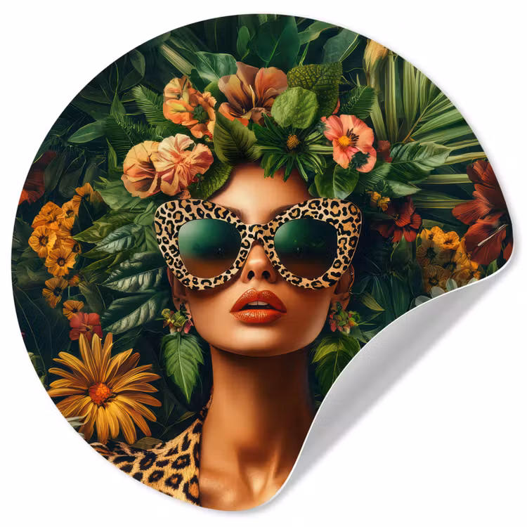 Behangcirkel - Vrouw - Panterprint - Jungle - Natuur - Luxe — 1