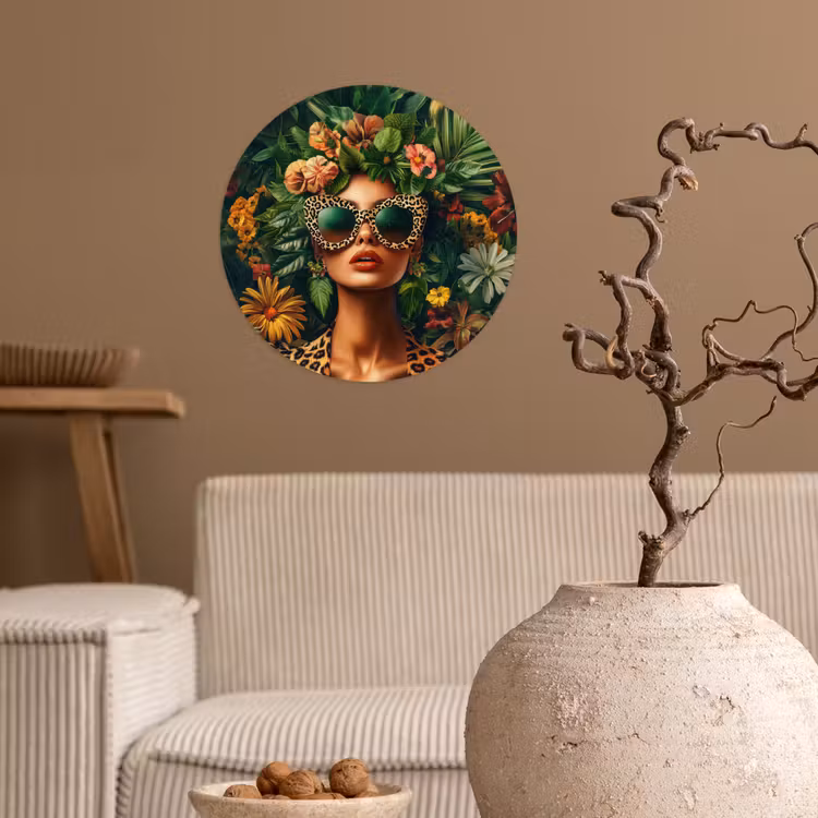 Behangcirkel - Vrouw - Panterprint - Jungle - Natuur - Luxe — 2