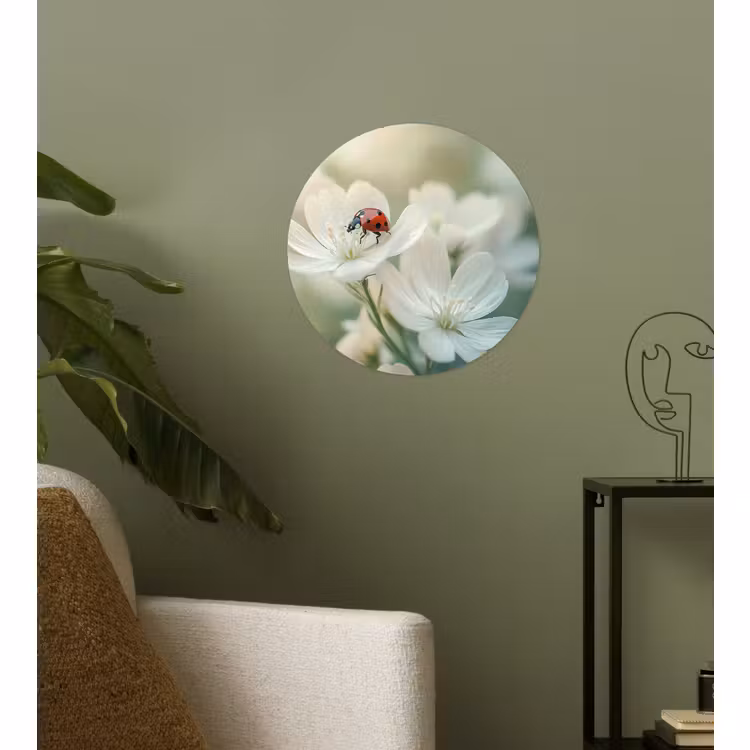 Behangcirkel - Lieveheersbeestje - Bloemen - Wit — 3