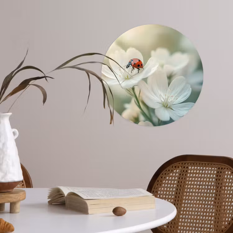 Behangcirkel - Lieveheersbeestje - Bloemen - Wit — 4