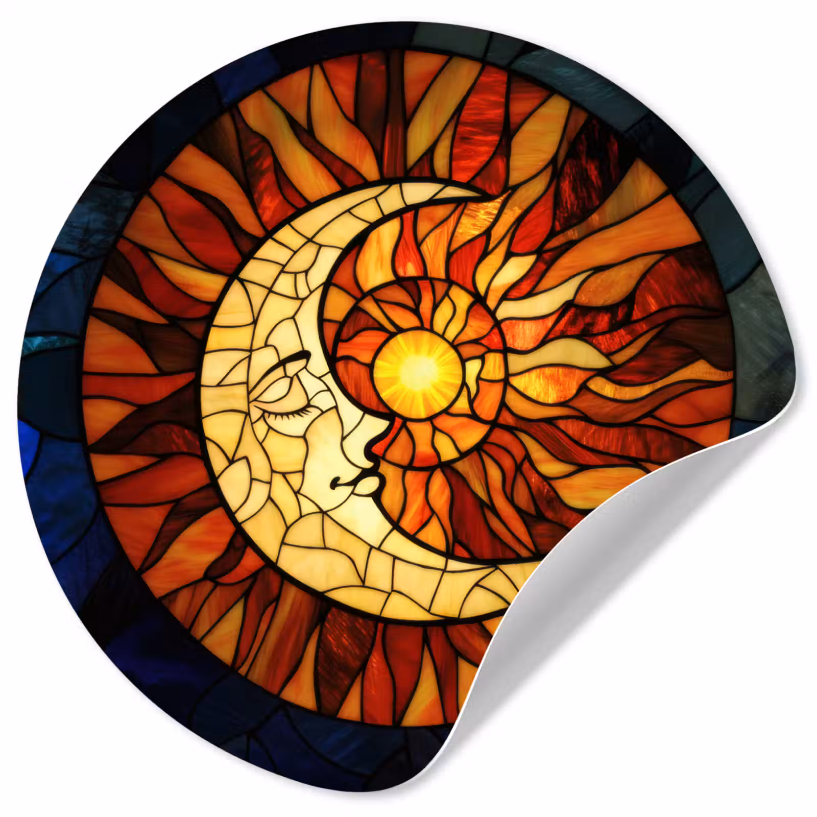 Behangcirkel - Mozaïek - Glas - Maan - Donkerblauw — 1