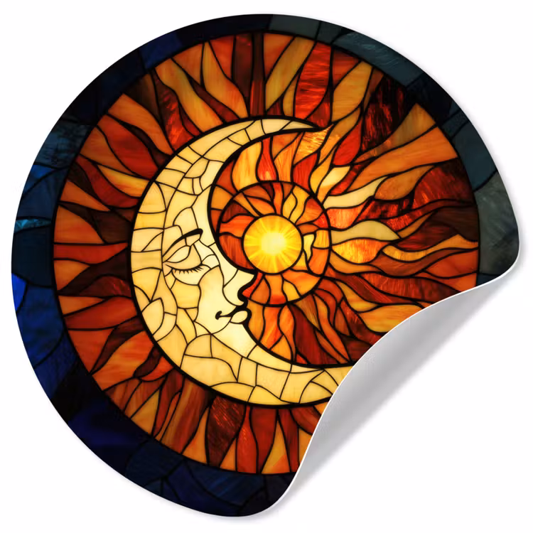 Behangcirkel - Mozaïek - Glas - Maan - Donkerblauw — 1
