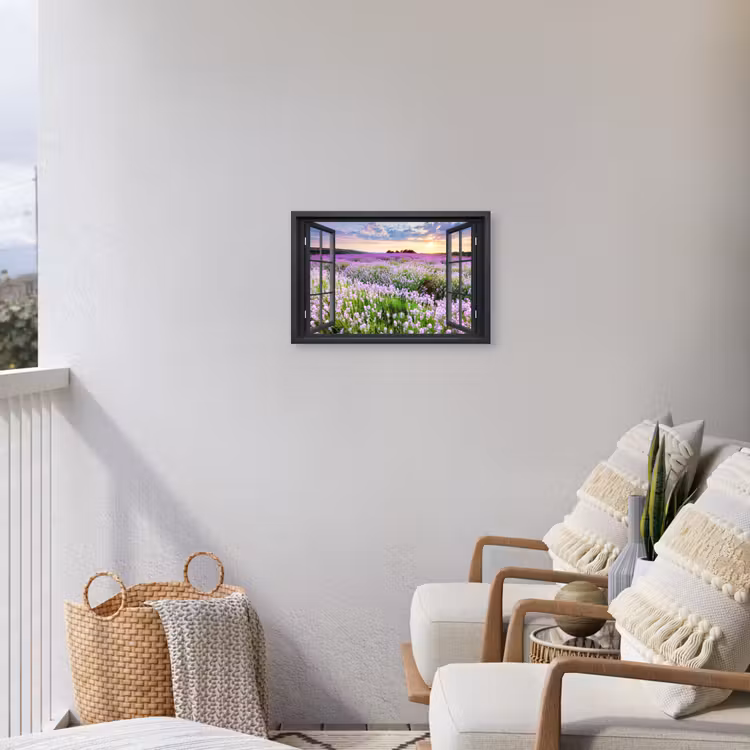 Buiten canvas - Uitzicht op Lavendelveld bij Zonsondergang — 4
