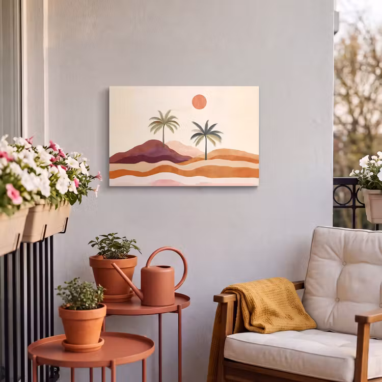 Buiten canvas - Palmbomen - Abstract - Zon - Heuvels — 3