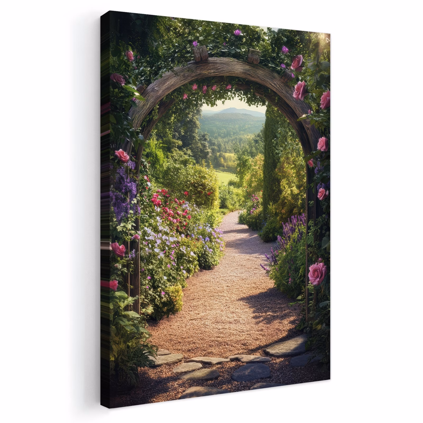 Buiten canvas - Doorkijk - Bloemen - Natuur - Rozenboog — 1